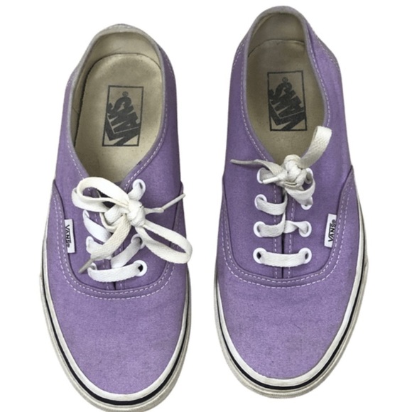 Vans Authentic Low Top Canvas Sneakers Women's Lavender Lace Up Shoes - Picture 2 of 15